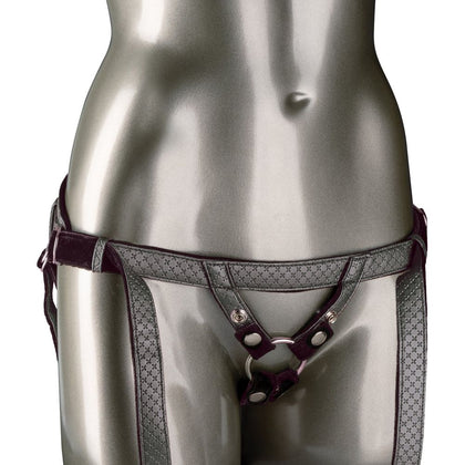 Introducing the CalExtics Her Royal Harness - The Regal Duchess Strap-On Dildo Harness in Pewter: A Luxurious Pleasure Experience for All Genders and Sensual Delights