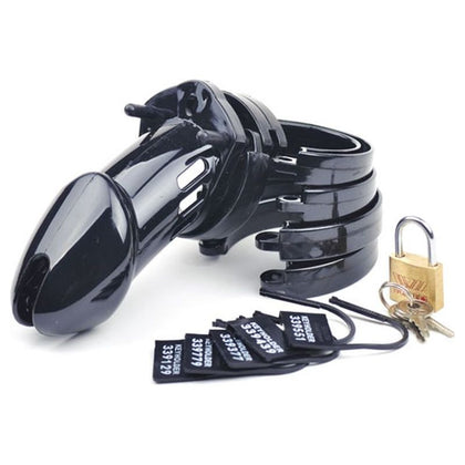 Introducing the Exquisite Pleasure Lockdown: Sensual Male Chastity Kit Black - Adult Naughty Store