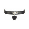 CHO023 Heart-Shaped Faux Leather Choker with Double Capped Rivets - Adjustable Stud Closure - Vegan Friendly - Tagged - Adult Naughty Store