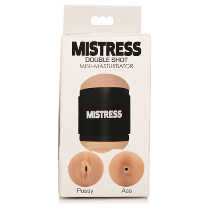 Mistress Double Shot Mini Masturbators - Pussy & Ass (Light Tone) - Compact Ergonomic Design - Model MS-2021 - For Men - Dual Pleasure Entries - Ultra-Patterned Tunnel - Travel-Friendly - Bio - Adult Naughty Store