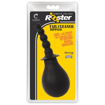 Introducing the Sensual Pleasure Silicone Rooster Tail Cleaner Rippled - Black! - Adult Naughty Store