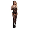 Introducing the Sensual Pleasures Suspender Rhinestone Bodystocking - Black: A Provocative Delight for Unforgettable Moments - Adult Naughty Store