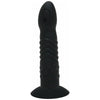 Love in Leather DIL050 Silicone Ripple and Dot Design Dong - Model No. DIL050 - Unisex - Pleasure for Any Area - Black