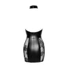 Elegant Intimates PWD-637 Power Wetlook Short Tulle Dress with Inserts & Corset Binding - Women's Seductive Lingerie for Sensual Pleasure - Black