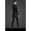 Seductive Pleasurewear: The Temptress PVC Button-Up Overall for Women - Model X1 - Captivating Full-Body Pleasure in Sensual Black