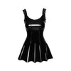 FoxyFlair PVC Dress - Seductive Short Dress with Frilled Shoulder Straps