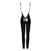 Introducing the Seductiva PVC Overall - Model X1-69 - Unisex - Crotchless - Low Cut Back - Frilled Chest Strap - Sensual Black