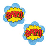 Explosive Awesomeness Unleashed: BAM! Comic Book Onomatopoeia Nipztix - Vibrant Pasties for Raves, Parties, and Intimate Moments