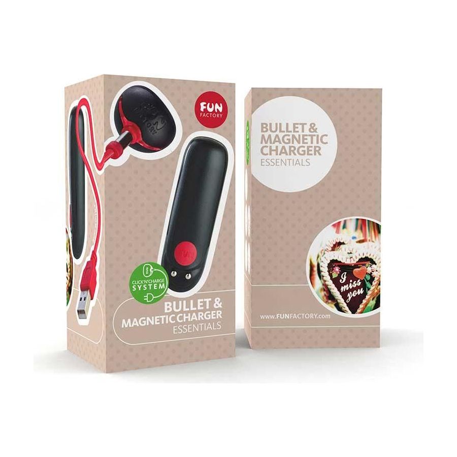 Fun Factory Bullet & Magnetic Charger - Rechargeable Vibrating Bullet Toy for Women - Model: Click 'n' Charge - Intense Pleasure in a Sleek Black Design
