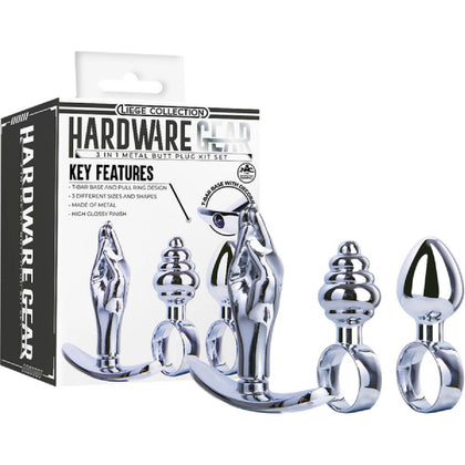 Femina 3-in-1 Metal Butt Plug Kit - Model FGBPK-101, Unisex Anal Stimulation, Reflective Silver - Adult Naughty Store