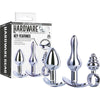 Pleasure Pro Luxe Collection Metal Butt Plug Kit Set Model M3X: Unisex Anal Pleasure, Glossy Black - Adult Naughty Store