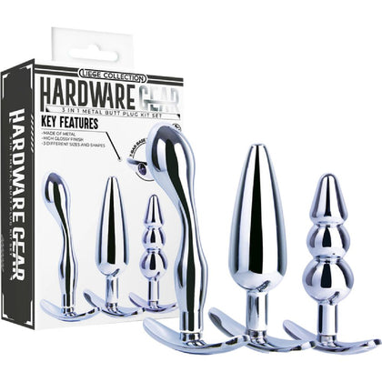 Luxury Pleasure Seeker Metal Butt Plug Kit Set - Model BPC-3, Unisex, Anal Play, High Gloss Black - Adult Naughty Store