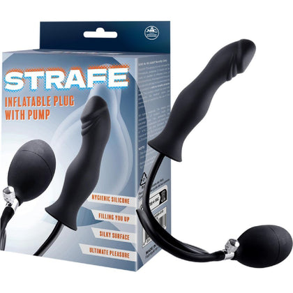 Introducing the Pumptastic Pleasure: Silicone Inflatable Penis Plug with Pumps - Model X202, designed for Men, for heightened intimate experiences in Black.