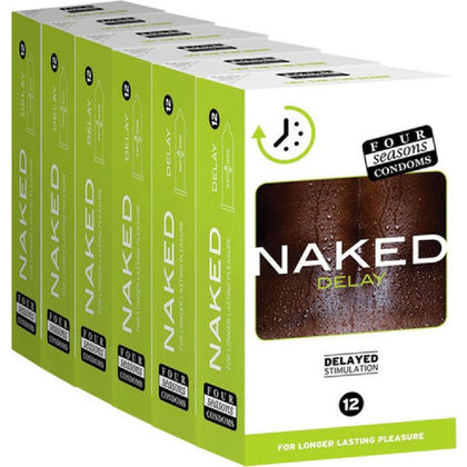 Introducing: Naked Delay Dotted Condoms Model 6X12 for Men - Sophisticated Black Pleasure Enhancer