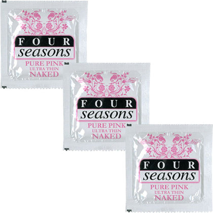 Four Seasons Pure Pink Ultra Thin Naked Condoms - Model 144 for Women, Intimate Fun, Pink