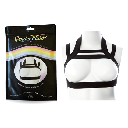 Introducing the SensualElastic Gender Fluid Majesty Harness | Model S-L | Black | Unisex Body-Hugging Design for Playful Pleasure - Adult Naughty Store