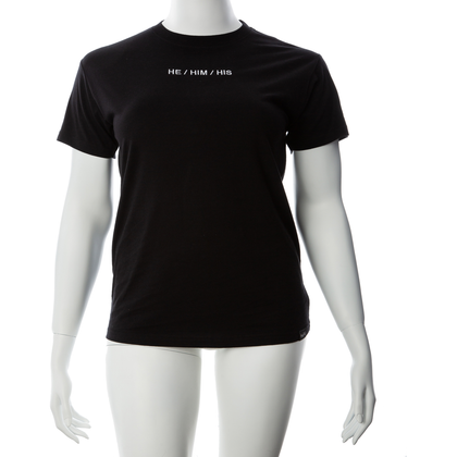 Introducing the Pronoun Threads Gender Fluid Pronoun He Tee Shirt Large Black - Promoting Inclusivity and Self-Expression