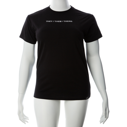 Introducing the Pronoun Pride Embroidered Gender Fluid Tee Shirt - They/Them/Theirs - Large Black