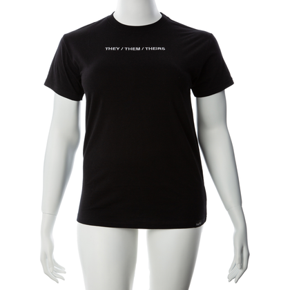 Introducing the Pronoun Pride Embroidered Gender Fluid Tee Shirt - They/Them/Theirs - Large Black - Adult Naughty Store