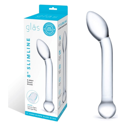 Glass Pleasure Co. Slimline G-Spot Glass Dildo - Model 8S-PTG-001 - Women's G-Spot Stimulation - Clear - Adult Naughty Store