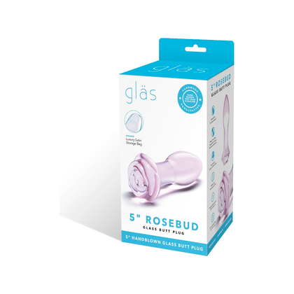 Introducing the Luxe Pleasure Glass Butt Plug - Model 5RBP-01: A Sensual Journey for All Genders, Designed for Anal Bliss in Soft Pink - Adult Naughty Store