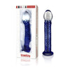 Introducing the Glass PleasureCo 7 Blue 7.5in Sensual Glass Dildo - Model GRC-7B75 - Unisex Pleasure for Unforgettable Intimacy - Adult Naughty Store