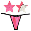 PleasureParadise Sensational Bitchin Neon Pink and Silver Blacklight Sequin Pastie and Panty Set - Model X1: The Ultimate Erotic Delight for Women - Unleash Your Inner Rockstar with Mesmerizi - Adult Naughty Store