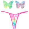 Sensual Delights presents the Exquisite Pleasure Package: Rainbow Sherbet Tie Die Butterfly Pastie and Panty Set - Adult Naughty Store