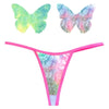 Sensual Delights presents the Exquisite Pleasure Package: Rainbow Sherbet Tie Die Butterfly Pastie and Panty Set - Adult Naughty Store