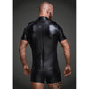 Elegant PleasureX Men's Wetlook Buttoned Shirt with Front Pockets - Black