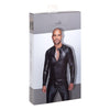 Dominator Power Wetlook Men's Jacket with Pleated PVC Epaulets - Model DWJ-9000X - Black - Adult Naughty Store