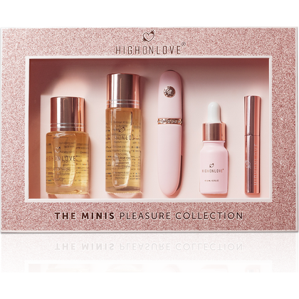 HighOnLove The MINIS Pleasure Collection: Premium Hemp Seed Oil Sensual Pleasure Set - Model M1 - Unisex - Bath Oil, Massage Oil, Lip Gloss, Stimulating Oil, Mini Wand - Lavender & Honey, Str - Adult Naughty Store