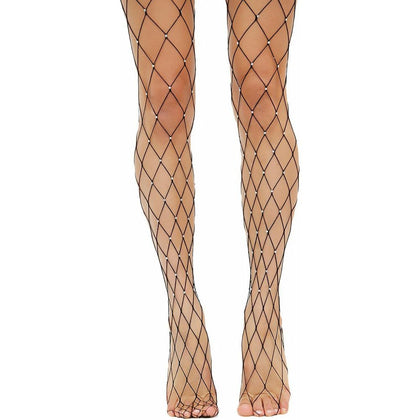 Love in Leather HOS010 - 6 Colours Wide Net Pantyhose with Crystals for Alluring Pleasure - Black, Red, Purple, Blue, White, Nude