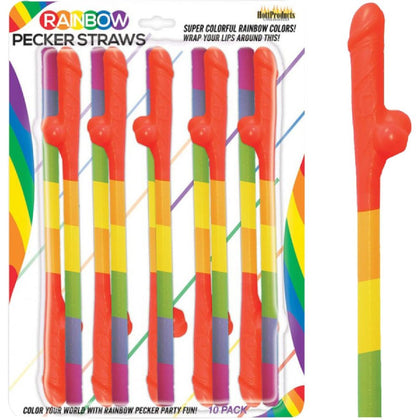 Adult Naughty Store Rainbow Pecker Straws - Fun Party Favor for Dicky 
