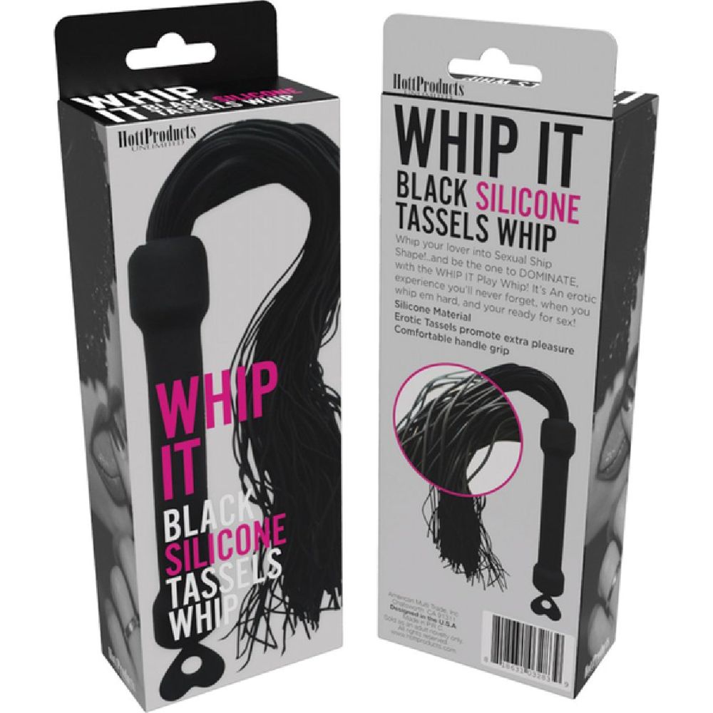 Whip It! Black Tassel Whip - Silicone BDSM Sex Toy - Model WH-001 - For Dominant Partners - Enhances Sensual Pleasure - Black