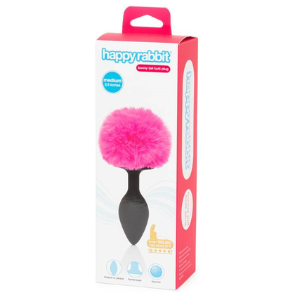 Happy Rabbit HR-NV-BP-M-BLKPNK Non Vibrating Butt Plug Medium Black/Pink - Sensual Pleasure for All Genders - Adult Naughty Store