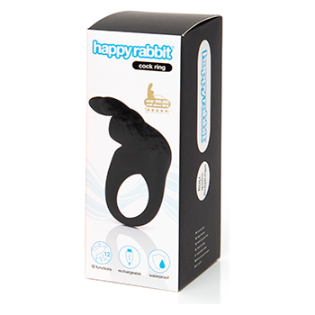 Happy Rabbit Rechargeable Vibrating Rabbit Cock Ring Black - Adult Naughty Store