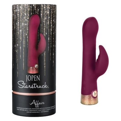 Jopen Starstruck Affair Rechargeable Silicone Beaded Rabbit Vibrator - Model XJ-2001 - For Women - Dual Stimulation - Deep Purple - Adult Naughty Store