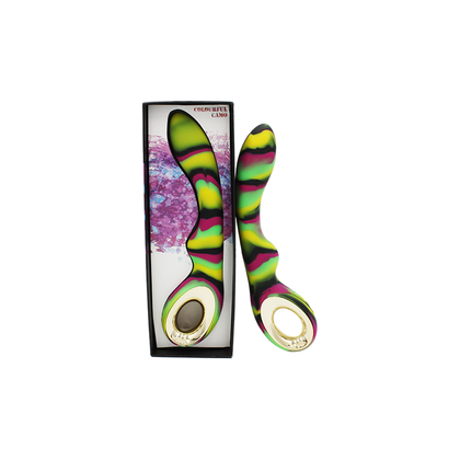 Introducing the SensaSilk Colorful Camo Magic Vibrator Green - The Ultimate G-Spot Pleasure Experience - Adult Naughty Store