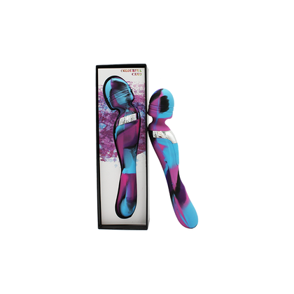 Introducing the Colourful Camo Beja 2in1 Vibrator Blue - The Ultimate Rechargeable Pleasure Companion - Adult Naughty Store