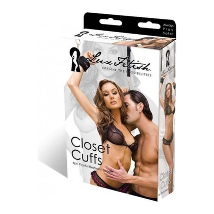 Lux Fetish Closet Cuffs - Deluxe Door Restraint System for Couples - Model X2B9 - Unisex - Sensual Bedroom Bondage - Black - Adult Naughty Store