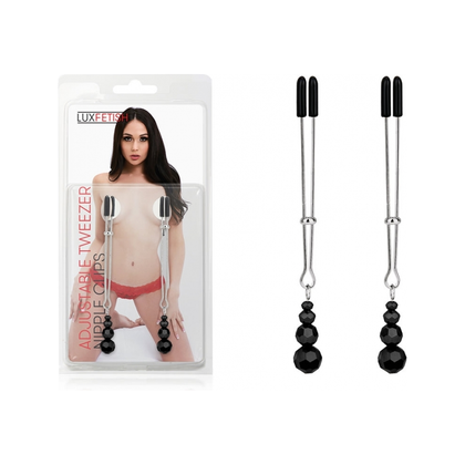 Lux Fetish Adjustable Tweezer Nipple Clips - Versatile Sensual Nipple Play Toy - Model NT-1001 - Unisex - Intimate Pleasure - Black