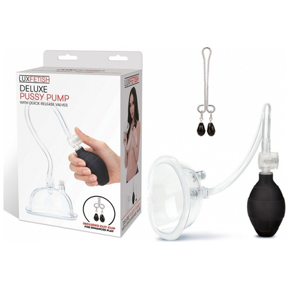 Lux Fetish Deluxe Pussy Pump with Clit Clamp - Model LP-2001 - Female Genital Stimulation - Clear