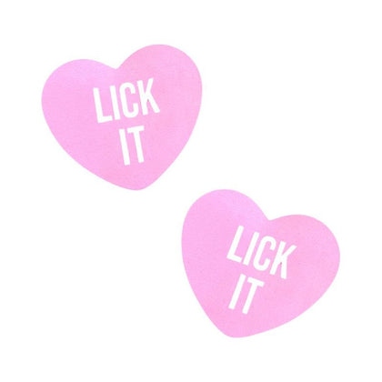 Introducing the Sensual X2-69 Love Heart Pasties by Lick It - Hypoallergenic Adhesive Pasties for Women - Ideal for Intimate Pleasure and Fashion Emergencies - Red