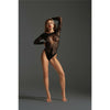 Love in Leather LIN65143 Long Sleeve Crotchless Bodystocking for Women - Black - Adult Naughty Store