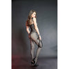Love in Leather LIN7345 Floral Top Crotchless Bodystocking for Women - Black