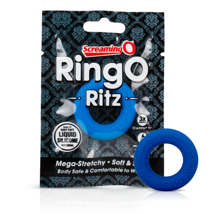 Introducing Luxe Blue Liquid Silicone Cock Ring Model 817483013577 for Men - Enhancing Pleasure for Intimate Moments