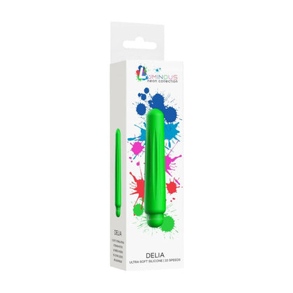 Delia - Luminous ABS Bullet With Silicone Sleeve - 10-Speeds - Green - Powerful Pleasure for All Genders