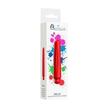 Delia - Luminous ABS Bullet With Silicone Sleeve - 10-Speeds - Red - Powerful Pleasure for All Genders