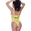 Magic Silk Exposed High Leg Star Teddy - Model 1234 - Women's Open-Backed Lingerie for Sensual Pleasure - Neon Chartreuse